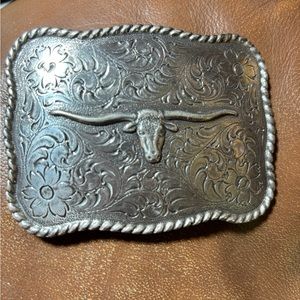 Nicola belt buckle 3 3/4 by 2 3/4 silvery